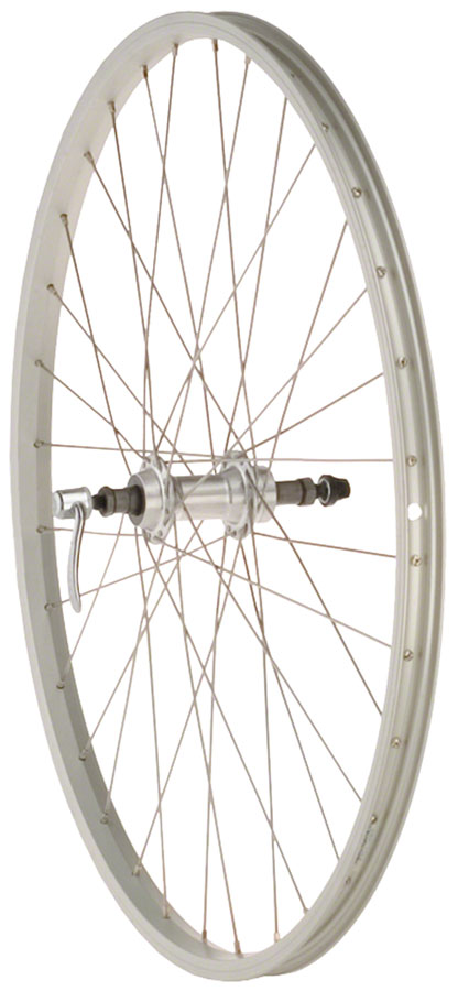 Quality Wheels Value Single Wall Series Rear Wheel - 26", QR x 135mm, Rim Brake, Freewheel, Silver, Clincher, 36H